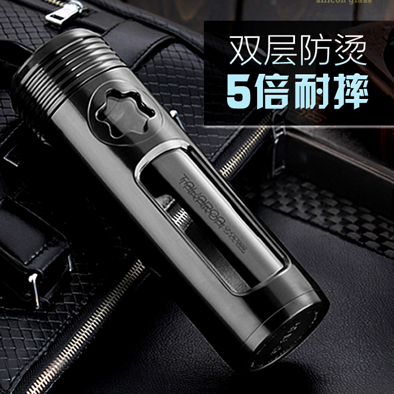 隔热玻璃杯男女便携创意随手杯子双层带盖防摔水杯随行过滤泡茶杯