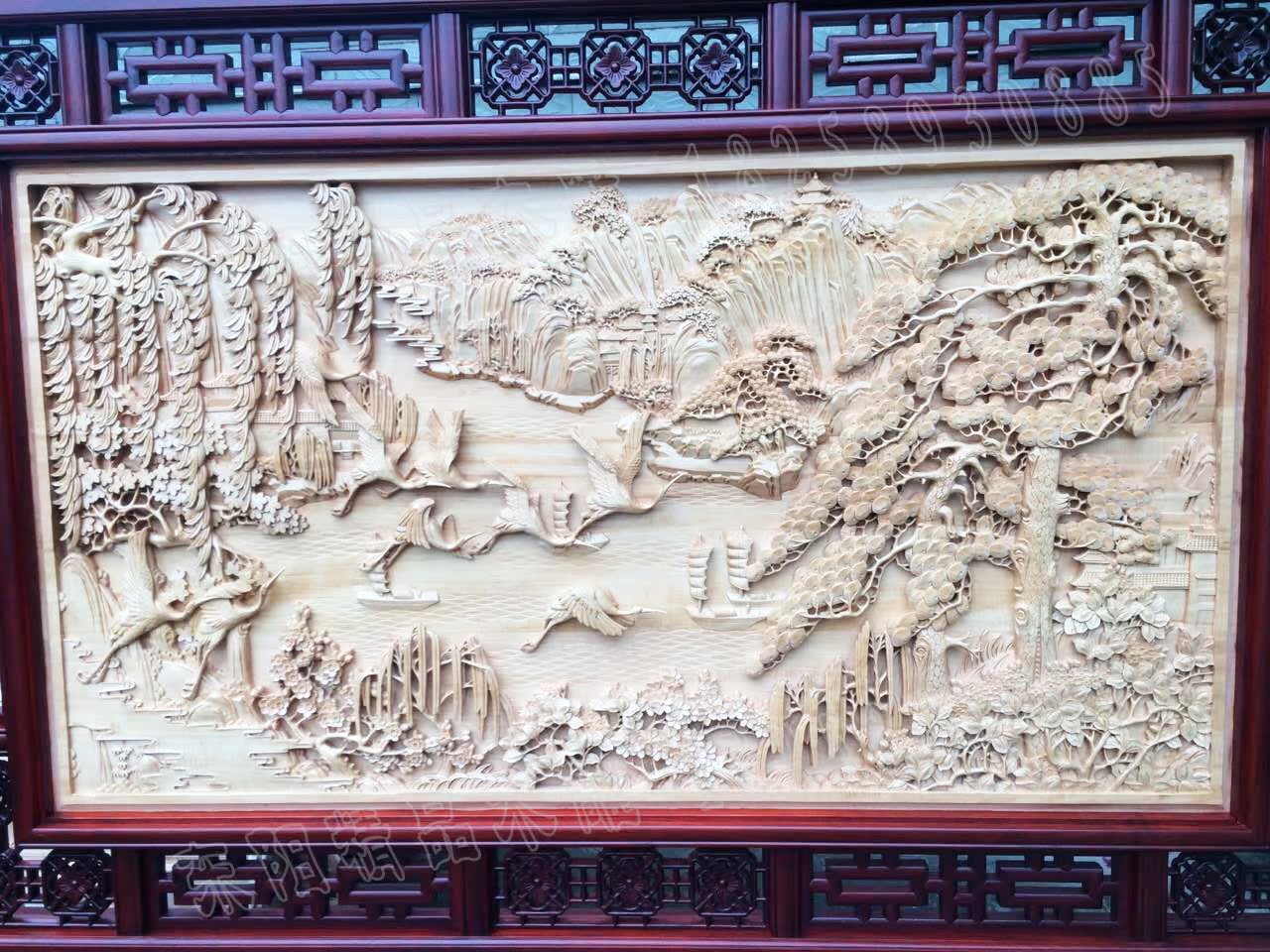 东阳木雕周先荣百鸟朝凤动物浮雕立体落地屏壁挂隔断背景墙定做