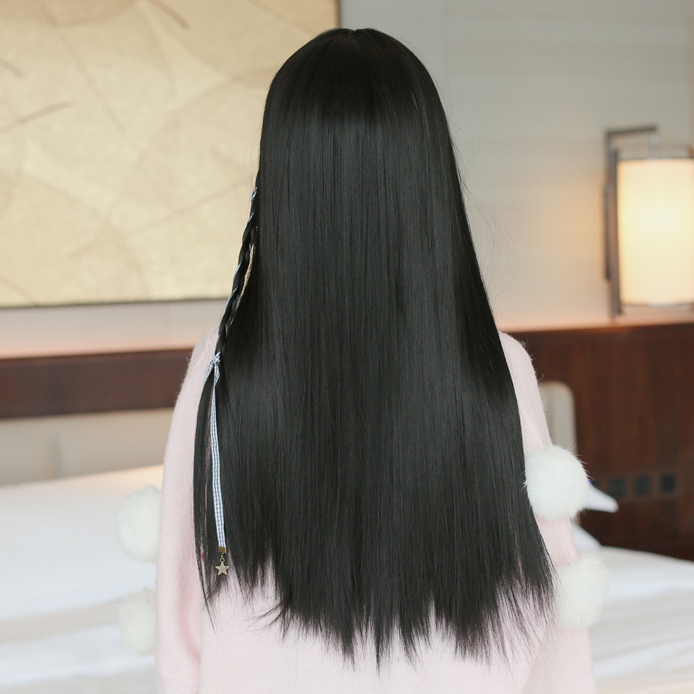 长直发假发女 长发发型黑长直发 气质假发套假头发整头套黑色假发