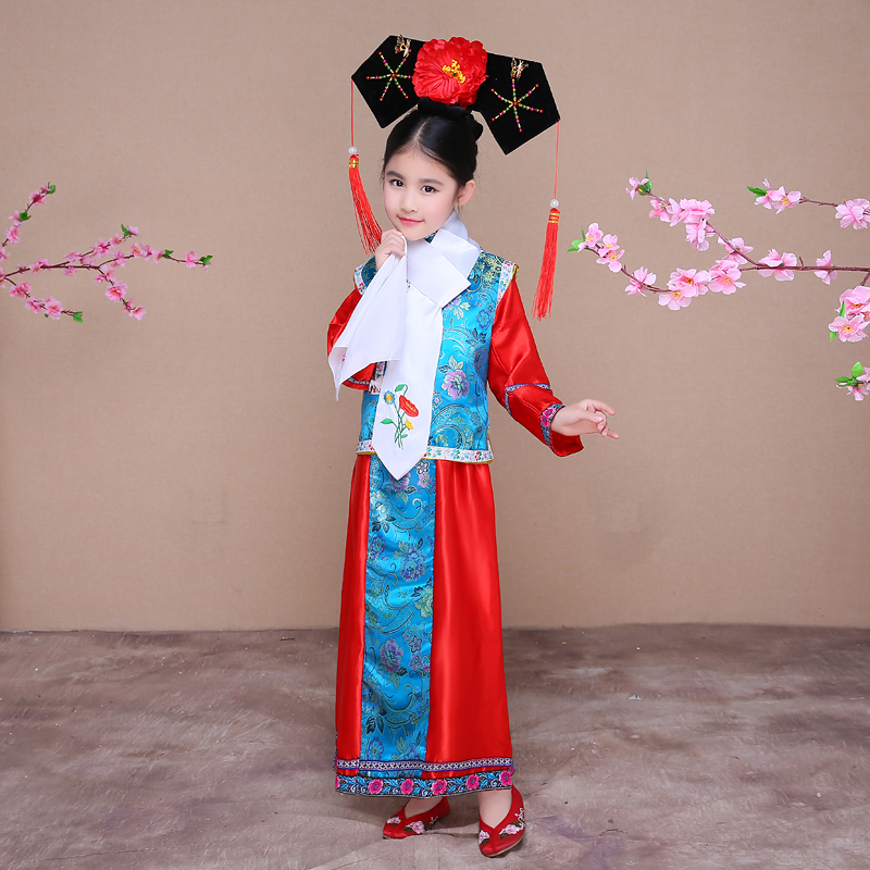 儿童古装格格服六一唐装汉服民国贵妃服清朝女童服装公主甄嬛后传