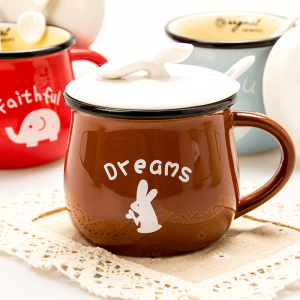 简约牛奶杯彩色大肚陶瓷杯