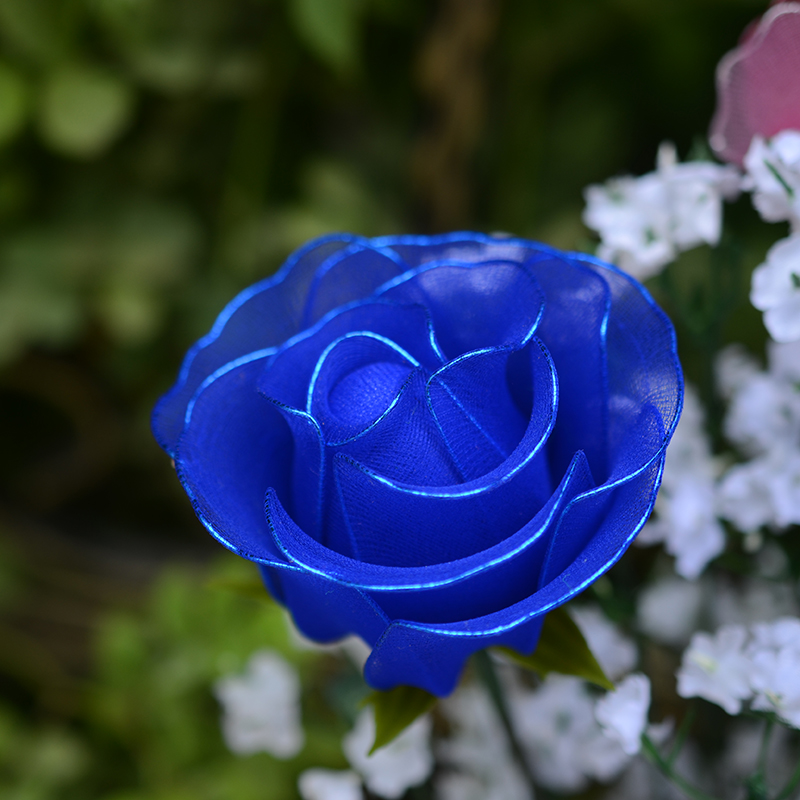 手工玫瑰花材料 diy丝网花玫瑰套餐丝袜花蓝色妖姬玫瑰 送视频