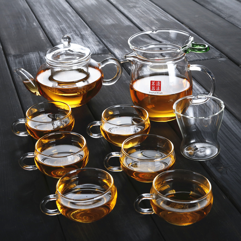 加厚耐热玻璃功夫茶具套装 特价家用整套泡茶壶过滤透明茶杯包邮