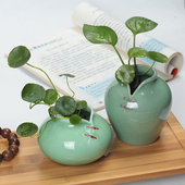 小花瓶 花瓶小清新花插家居摆件水培容器陶瓷绿萝花插茶道摆件时尚