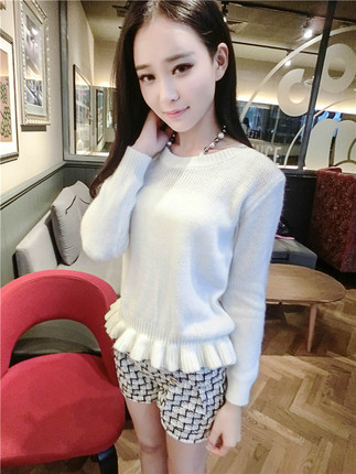 <em>短款</em>打底<em>毛衣女</em>秋<em>冬季</em>韩版套头<em>修身</em>甜美可爱短