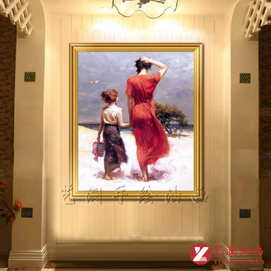 漫步背影 印象派人物油画 现代装饰画卧室挂画成品带框装饰画pl77