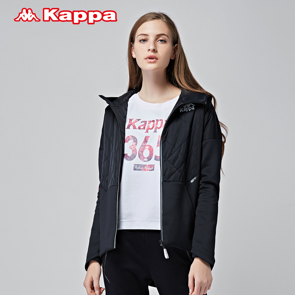 kappa卡帕女款运动棉服 运动夹棉保暖外套2017秋冬|k