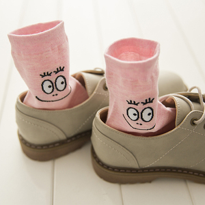 纯棉笑脸中筒袜