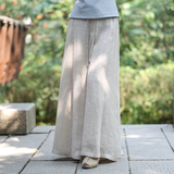 初蝉原创女装春夏中国风文艺休闲复古宽薄款松亚麻长裤裤子阔腿裤