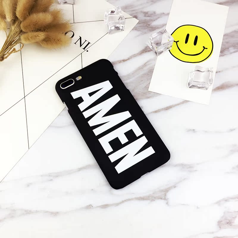个性创意英文字母amen阿门苹果6手机壳6s磨砂iphone7plus基督教5s