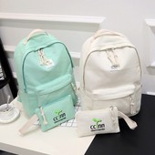 潮帆布双肩包女包学院风初中生书包高中学生旅行背包小清新 日韩版