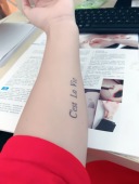 1cm 这就是生活 即墨蓝轻文身半永久纹身镂空模板法语