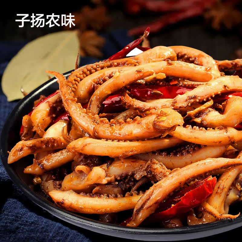 子扬农味麻辣鱿鱼须零食香辣鱿鱼丝海鲜熟食铁板鱿鱼即食鱿鱼足