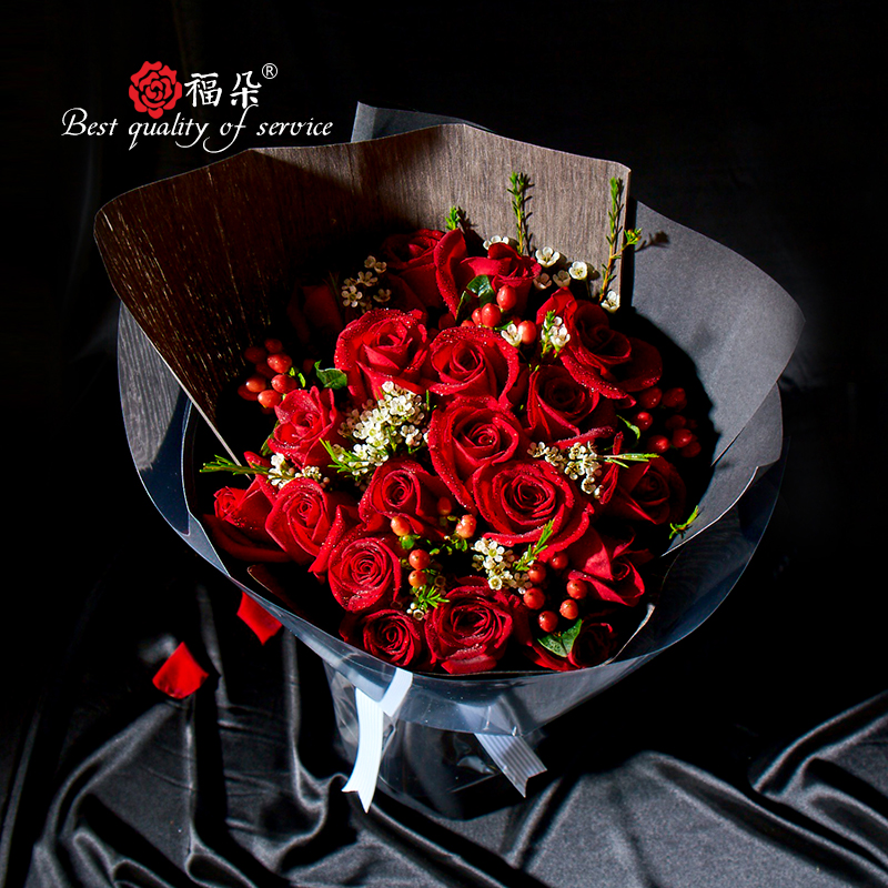 上海鲜花速递同城花店配送香槟玫瑰花生日花束送女朋友爱人211135