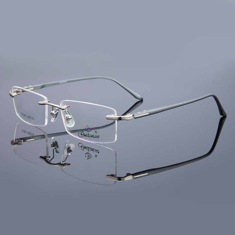 超轻新款无框眼镜架男款商务近视无边框钛合金防蓝光平光眼镜框架