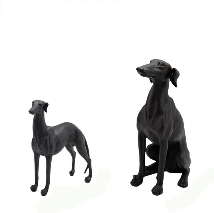 欧式复古桌面动物摆设 灵缇犬德国杜宾犬书房装饰品 样板房摆件
