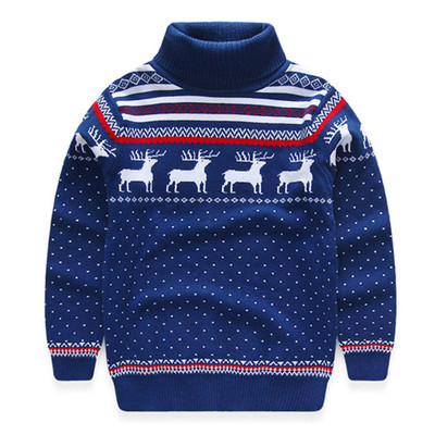 男童毛衣加绒加厚 2016冬款儿童毛衣双层加绒