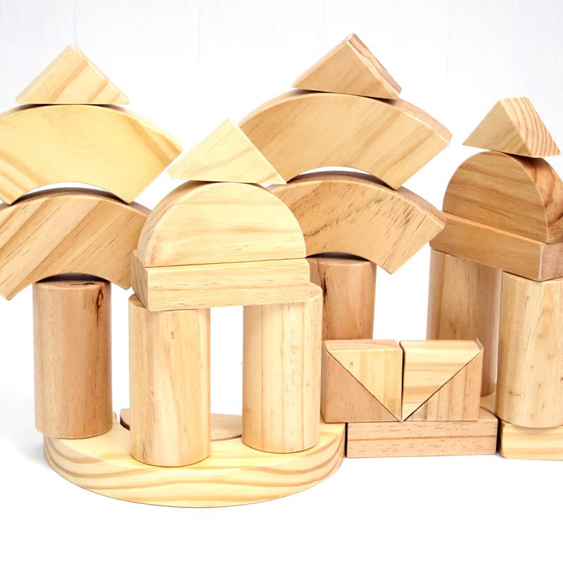 可爱号实心大型积木实木原色积木幼儿园建构积木益智儿童早教玩具