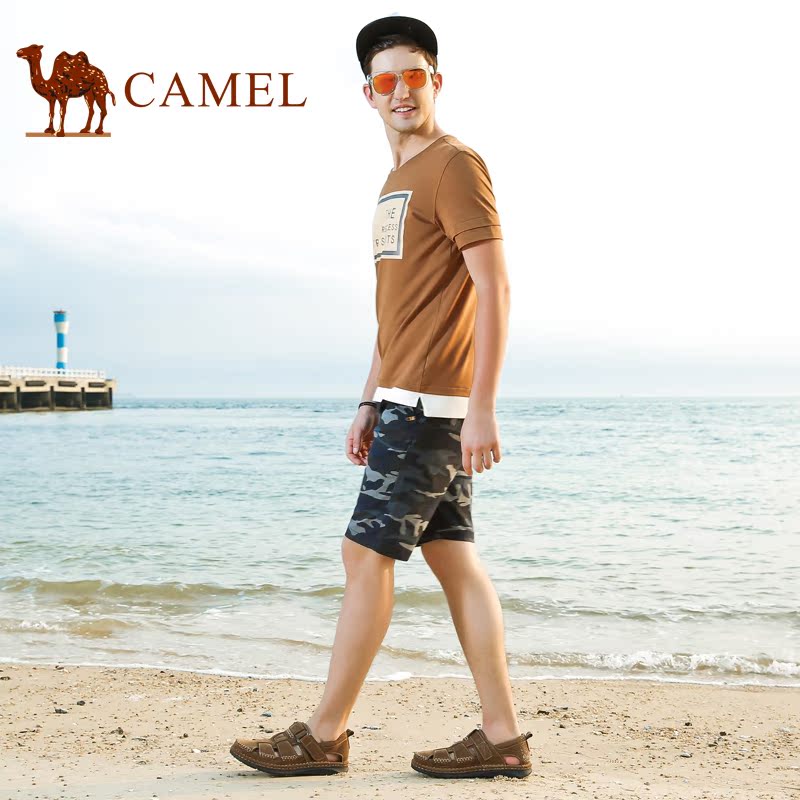 Camel骆驼男鞋 真皮凉鞋男休闲鞋包头手工沙