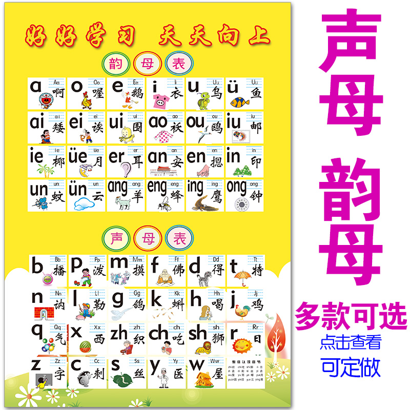 儿童汉语拼音 声母韵母挂图 字母表早教海报墙贴 数学