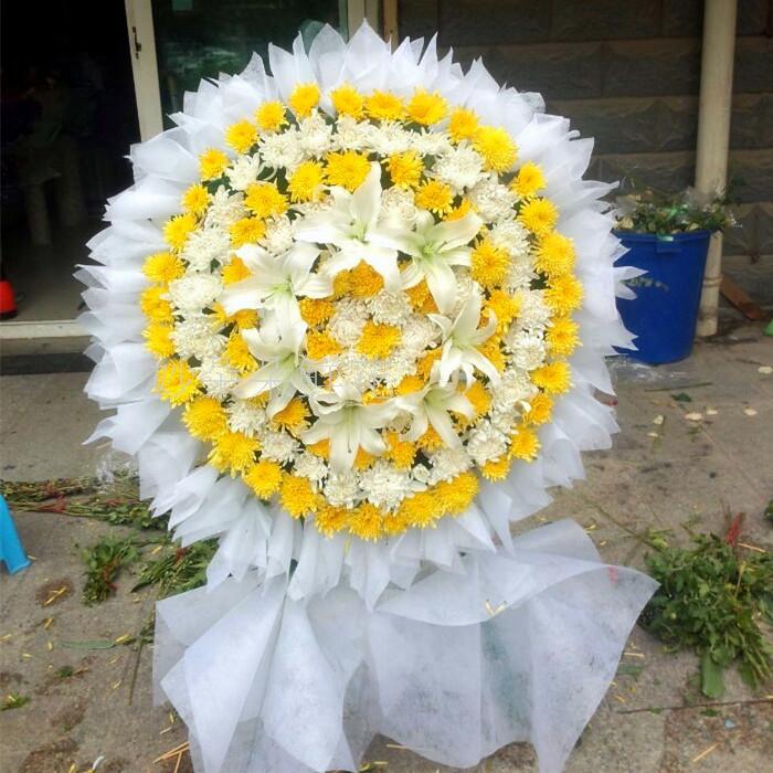 清明节扫墓菊花花束 祭奠鲜花追悼会白事花圈花篮三兆