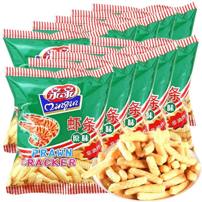 亲亲虾条26克每袋原味非油炸膨化食品休闲童年记忆零食30袋包邮