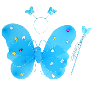 千奇坊儿童演出服装表演道具双层天使蝴蝶翅膀三或四件套不掉金粉