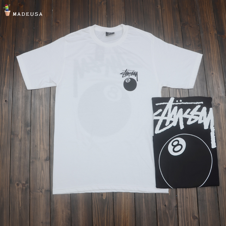 现货stussy 8 ball tshirt 8球logo 基础经典款黑白短袖t恤tee