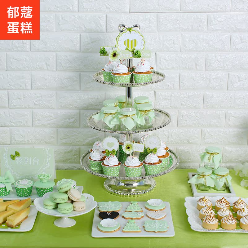 小西点甜点绿色森系婚礼蛋糕摆台甜品台定制生日桌布置装饰式同城