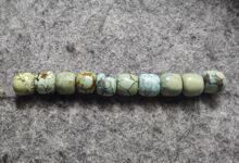 7MM 老形 原矿 花纹铁线多 绿松石 弟子珠 鼓珠 松石