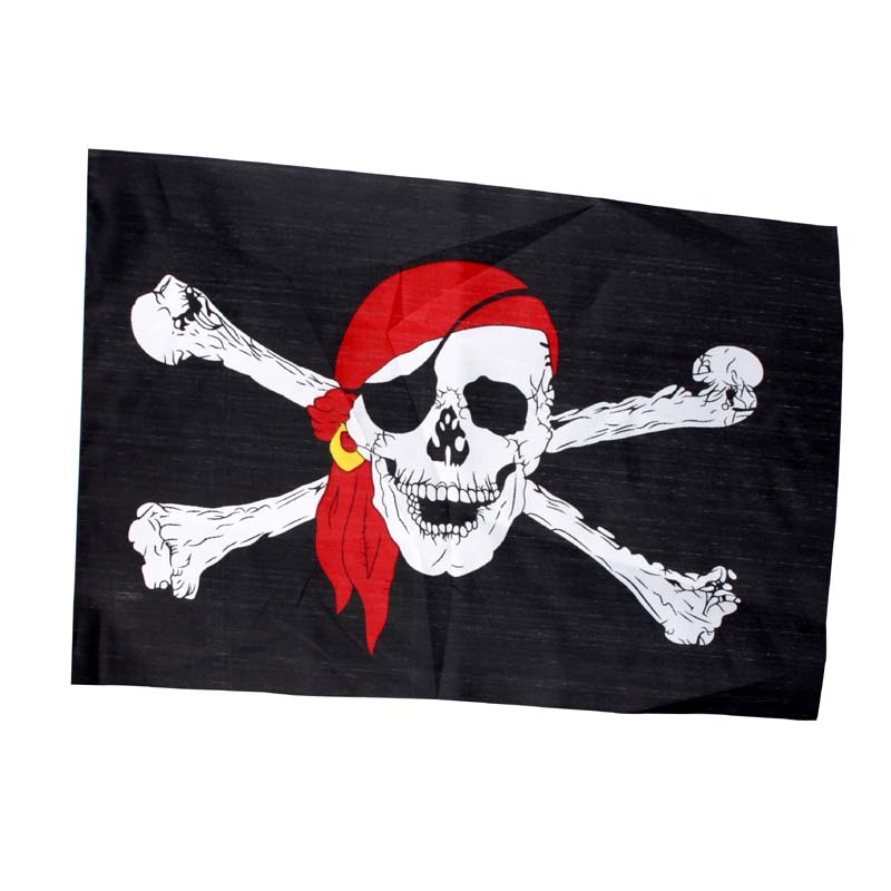 万圣节装饰道具用品酒吧布置骷髅旗海盗旗手挥黑色加勒比海盗旗帜