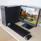 intel主机液晶键鼠全套 双核四核黑色电脑 联想台式电脑整机