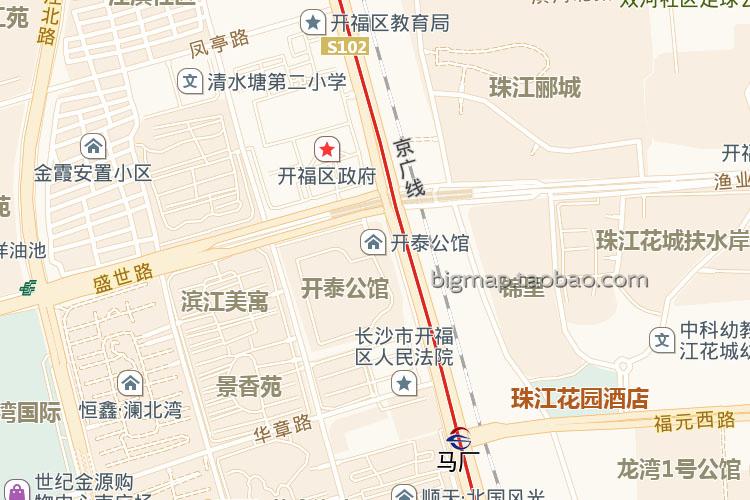 长沙市开福区地图高清定制房地产快递公司银行商业机构办公室画芯