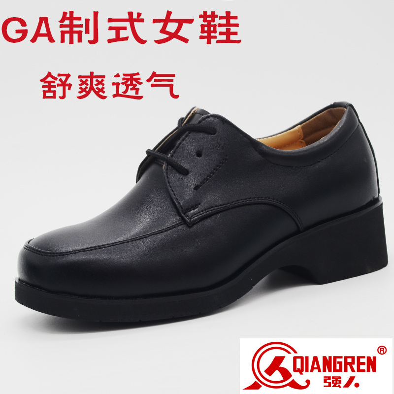 3515强人女鞋春秋真皮女警官军官皮鞋低帮系带低跟商务正装单皮鞋