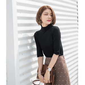 韩国冰丝棉半高领打底衫