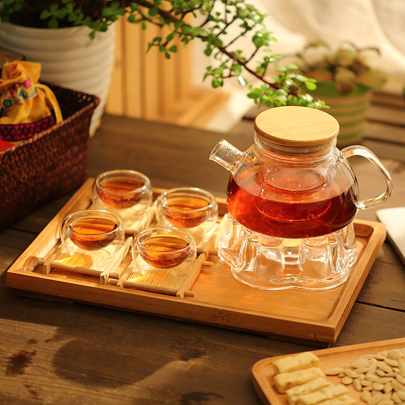 自然格调│高硼硅玻璃 花茶壶 红茶壶 加热 煮茶壶 玻璃茶具套装