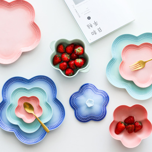 糖果色渐变花型陶瓷餐具