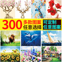 饰画40 荣旭diy数字油画客厅风景花卉动漫人物填色手工绘油彩装