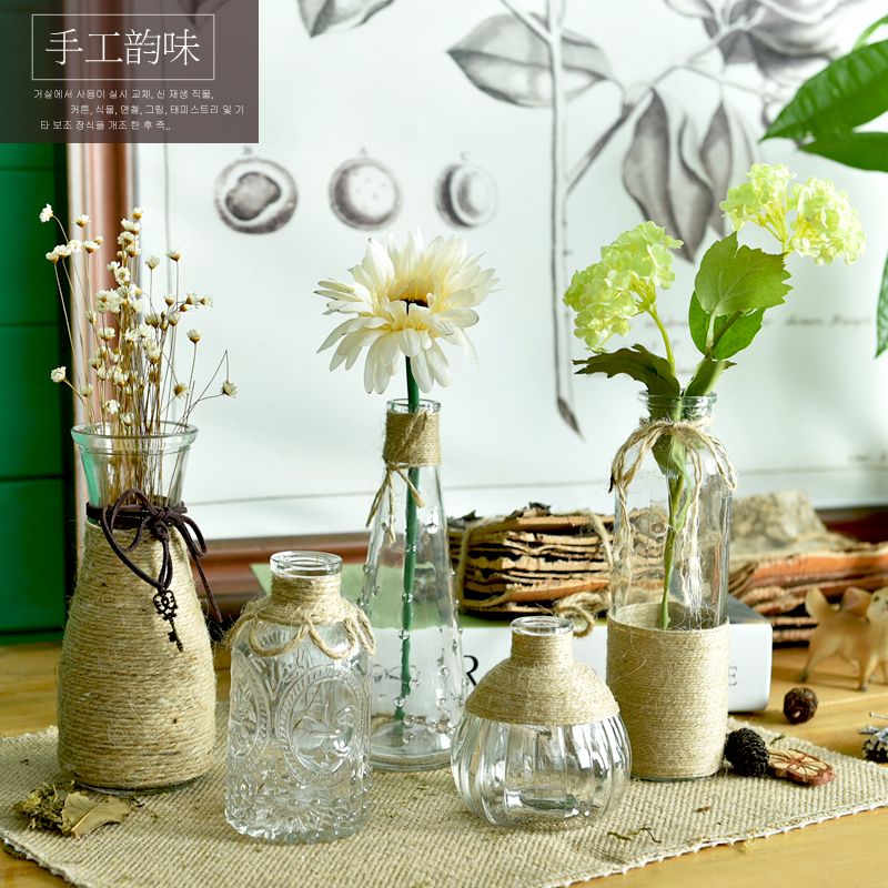 现代简欧创意花瓶透明客厅美式花瓶办公室餐桌装饰玻璃插花瓶摆设