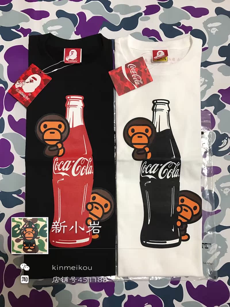 【国内现货】bape 可口可乐联名 猿人头男款 长袖 tee 日产