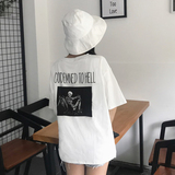 夏装女装韩版原宿风背后字母印花宽松显瘦T恤学生休闲短袖上衣潮