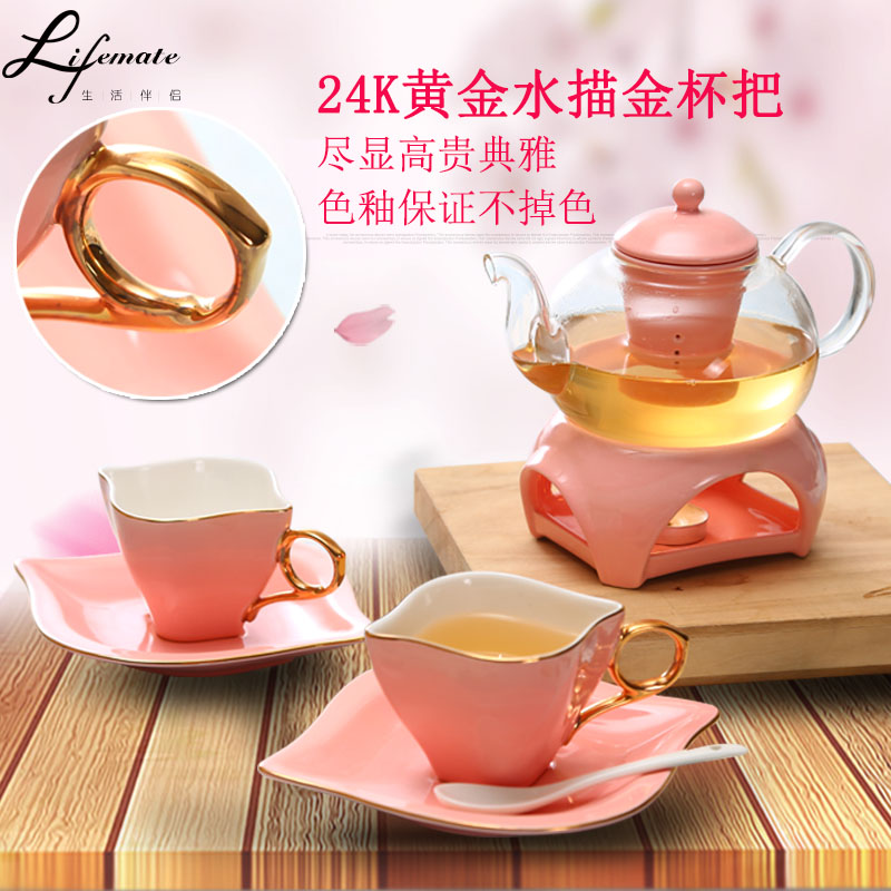 【天天特价】田园陶瓷花草茶具套装耐热玻璃水果茶壶套装下午茶具