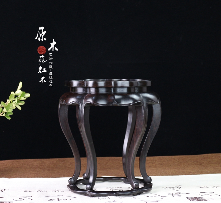 紫光檀精品底座黑檀实木底座微型盆景瓷器花瓶底座红木木托木架