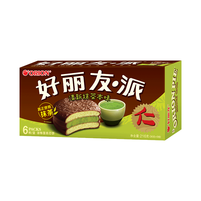 【天猫超市】好丽友 派 清新抹茶味 抹茶派 6枚 新口味216g 36g*6