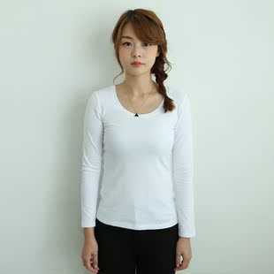 秋黑色长袖t恤打底衫圆领百搭短款女装大码紧