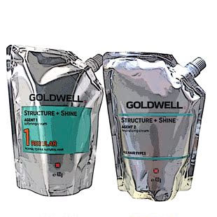 正品德国进口goldwell歌薇绿叶直发膏1号400ml*2受损头发拉直套装