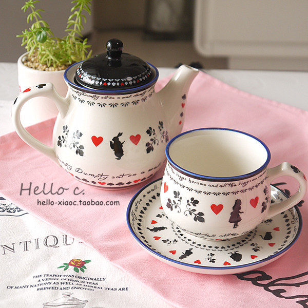 日本纪念版爱丽丝梦游仙境陶瓷马克杯咖啡杯面碗沙拉碗水壶茶壶