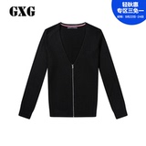 GXG男装 秋季热卖男士休闲修身型黑色开襟毛衫毛衣#63130423