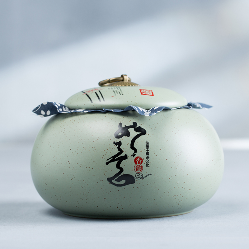 粗陶茶叶罐大号 1斤装陶瓷醒茶罐密封罐普洱红茶茶具包装礼盒特价