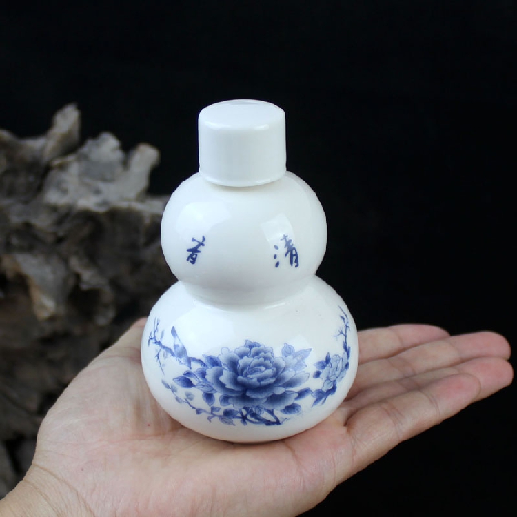 鑫福 陶瓷精油瓶药丸护肤美妆白瓷葫芦罐 配硅胶塞拧盖密封不漏水